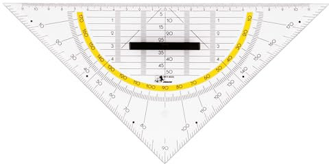 JOLLY Geometrie-Dreieck, 25 cm, transparent, mit Griff, Winkelskala, Hilfslinien, stabil, aus Kunststoff, für Schule, Zeichnen, Geometrie, Technikunterricht