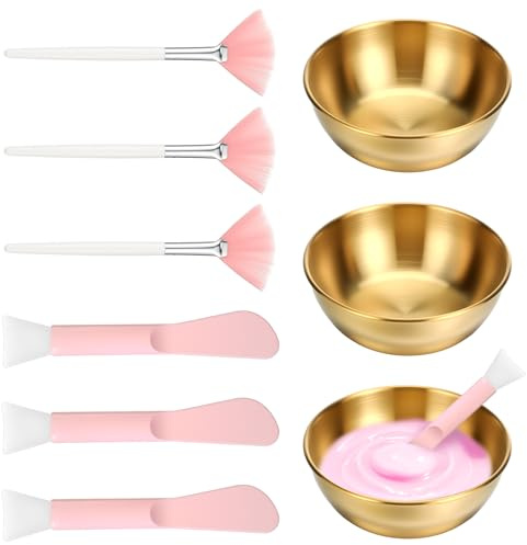 Set di 9 ciotole per il viso e pennelli per estetista, scodelle facciali, spatola e pennello a ventaglio, maschera, kit di miscelazione per spa, strumento cosmetico per donne, saloni di bellezza a