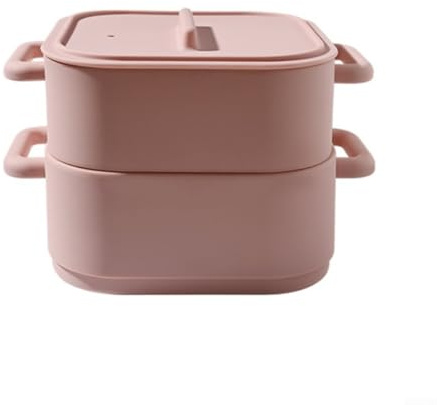 ZAMETTER Set di contenitori per cottura a vapore a doppio strato in silicone per forno a microonde, ciotole multiuso da cucina, adatti al microonde, contenitori per la cucina di casa (rosso chiaro)