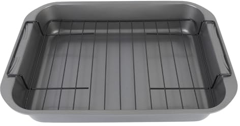 Dioche Asado de Asado, Tostador Antiadherente con Rejilla para Hornear una Bandeja para Tostar con Rejilla de Acero Carbono a Calor Rectangular Asado Bandeja para Horno de Horno