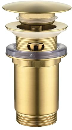 ONECE Tapones de Desagüe Oro para Lavabo con Rebosadero en Latón