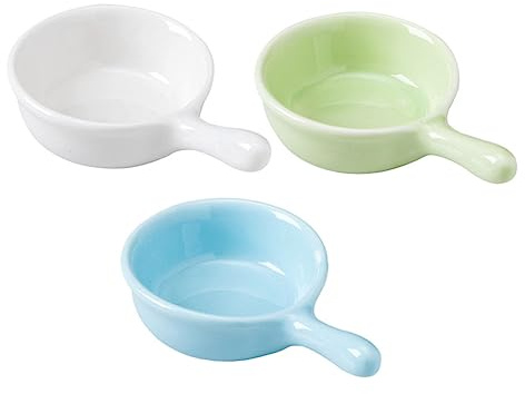 POPETPOP Cuenco para Hámster De Cerámica Resistente 3 Piezas con Asa, Tamaño Pequeño, para Alimentación De Cobayas y Mascotas Pequeñas, Adecuado para Uso Doméstico y Viaje