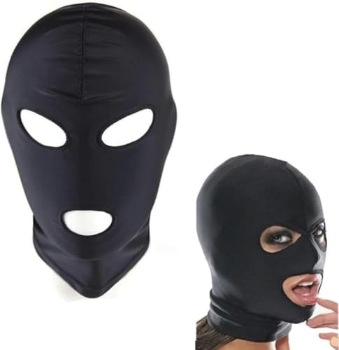 AJOHBM Cagoule en Nylon Noir, Texture Satinée et Élastique pour une Seconde Peau, Idéale pour Cosplay et Fêtes Thématiques