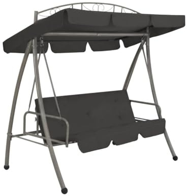 Generic Banco Columpio Convertible para Exteriores con Dosel, Cama Convertible para 2 Personas, para Patio, Jardín o Balcón (Antracita)