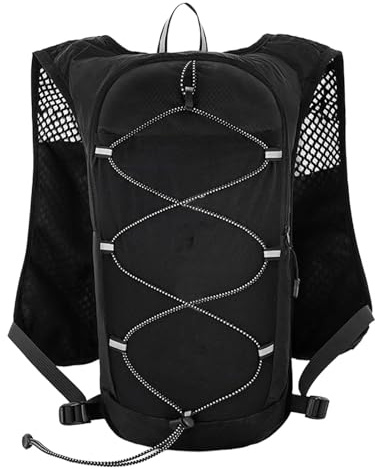 Chaleco para correr para hombre, 38 x 19 x 7 cm, mochila de nailon, chaleco deportivo multifunción con diseño reflectante, paquete de hidratación para bicicleta, red de poliéster 3D, color gris, azul