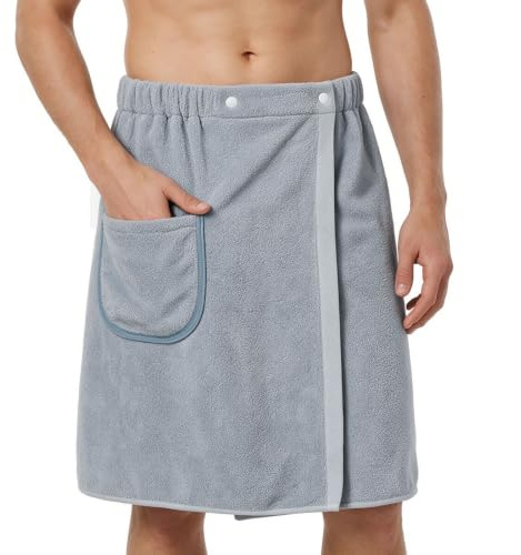 Premium Saunakilt Herren mit Knopfverschluss - Sauna Kilt Männer mit Tasche, 70 X 140CM Saunahandtuch für Wellness, Spa & Sauna, 100 % Baumwolle, Komfortabel Atmbar, Elastisch Und Frei Einstellbar