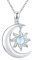 MEDWISE Damen Kette Sonne Mond Anhänger Halskette 925 Sterling Silber Mondstein Schmuck Geschenk für Frauen Mädchen Teen