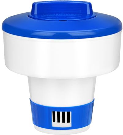 Housolution Dispensatore Cloro da 7 Pollici, Galleggiante Cloro, Galleggiante per Cloro compresse di Bromo Piscina Antialghe, Vasche, Spa - Blu + Bianco