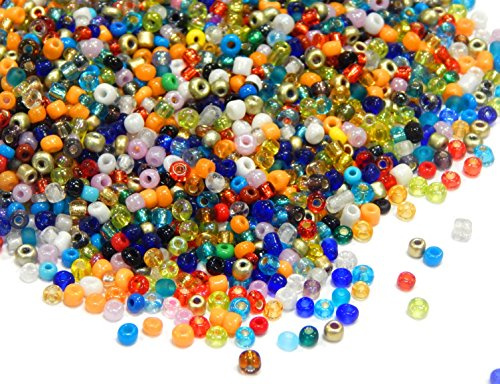 Perlin Rocailles Glasperlen Indianerperlen Saatperlen Pony Perlen 4mm, Gemischte Farbe, 6/0 Mini Seed Beads 1100 Stk
