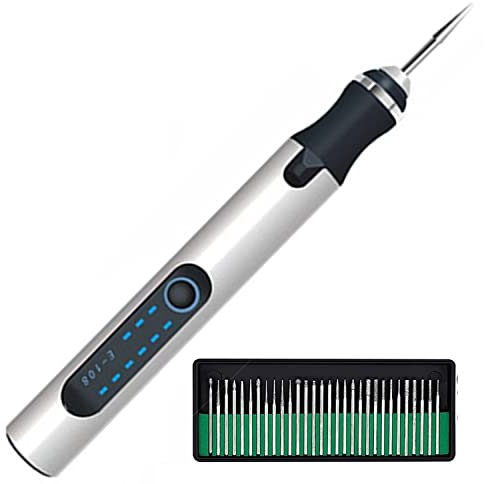 Satohom Grabado Pluma Kit de Herramientas de Grabado Eléctrico Recargable por USB Grabador Eléctrico Pluma Tallado Para Metal Madera Vidrio Piedra Cerámica Joyería Uñas DIY Tallar