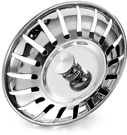 Upgraded Kitchen Sink Plug Strainer Stainless Steel Strainers Sink Plugs Replacement Drain Stopper for Food/Hair Catcher - UK Sinks Hole Diameter 80mm
