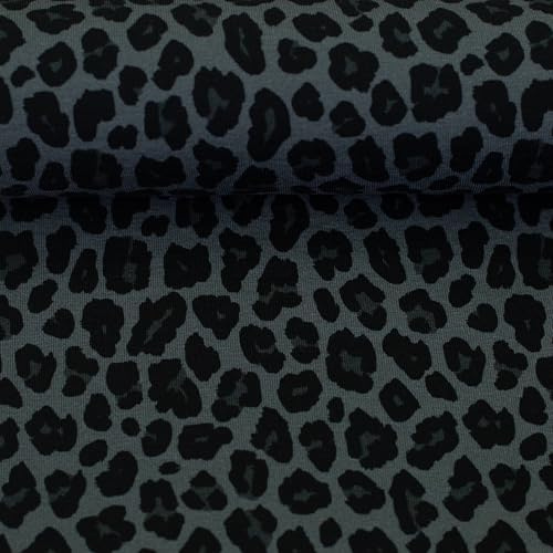 Baumwolljersey Leomuster – 2 Farben – Öko-Tex Standard 100 – 160 cm breit – Meterware ab 50 cm - für Kinder- und Damenkleidung (anthrazit)