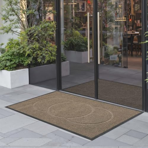 VEVOR Front Door Mat, 1194 x 813 mm Commercial Floor Mat for Indoor and Outdoor, Modern Stylish Carpet with TPE Backing, Heavy Duty Washable Entry Industrial Rug for Hallway, Balcony, Garage, Brown
