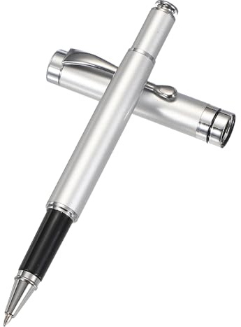 PATIKIL Luxury Metal Rollerball Pen, 0.5mm Black Ink Metal Ballpoint Luxury Grade Craftsmanship Gift for Men Women Office Signature Writing, Silver Tone
