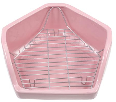 Abaodam Weighted Ceramic Bunny Toilet Litter Box Oversized Anti-tipping Pet Training Potty for Rabbits and Small Rodents in Pink