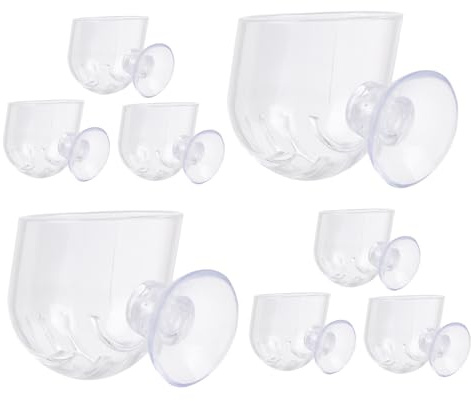 Milisten Lot de 8 Vases Suspendus en Acrylique Transparent Petit Format Oval Fixation par Ventouse pour Aquarium Jardinière Hydroponique Murale Support Décoratif pour Plantes et