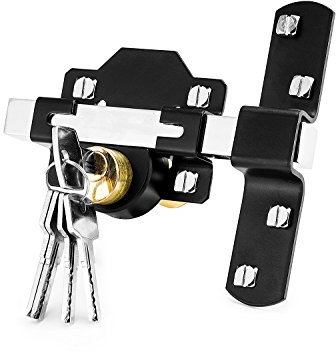 Concise Home Cerradura de puerta, de 50 mm, de doble apertura larga, con 5 llaves, ideal para el jardín, con cierre a ambos lados