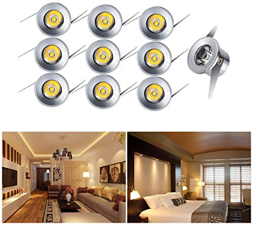 INHDBOX Mini LED Einbaustrahler 10er Set, 1W Warmweiß Deckeneinbaustrahler Schwenkbar COB Deckenspots Aluminium für Weinschrank Schrank Küche Wohnzimmer