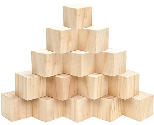 BELLE VOUS Holzwürfel Groß (15Stk) Holz Würfel 5 x 5 x 5cm Holzklötze Natur - Naturbelassen Unbehandelt Blanko Würfel Holzblöcke – Holzbausteine Natur zum Lernen, Basteln, DIY Puzzle, Stempel, Zahlen