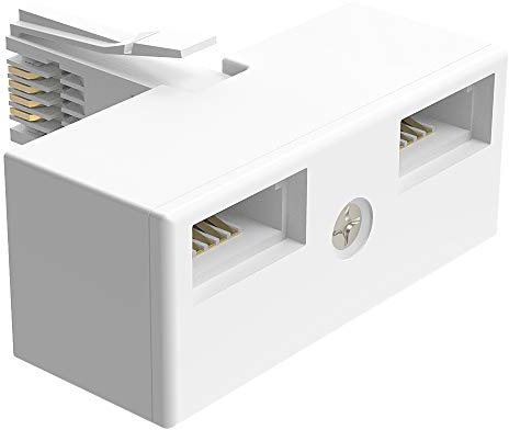 Ancable BT Telephone Socket Splitter - Male to 2x Female, White, Double 2 Way Sockets Adapter for Telephone, FAX, Modem