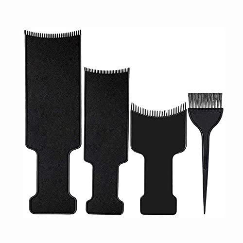 POFET Kit de 4 Tableaux de Balayage et de pinceaux, 3 Planches de Coloration pour Cheveux et 1 Brosse de Coloration pour Cheveux pour Teinture et Utilisation en Salon