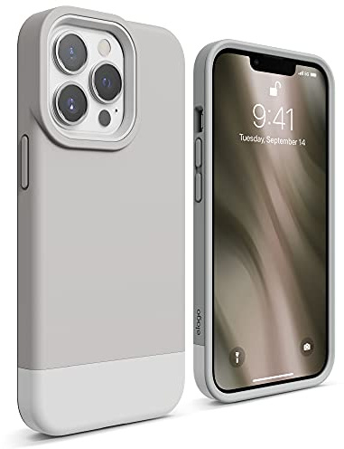 elago Glide Case Compatible with iPhone 13 Pro Case (6.1), Protective Thin TPU Cover, Shockproof, Enhanced Camera Guard, Anti-Scratch, Simple and Unique Design (Stone/White)