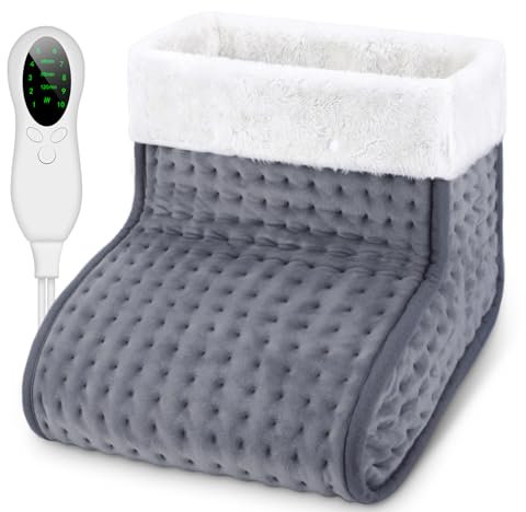 Biutee Scaldapiedi Elettrico, Foderato con Scaldapiedi Lavabili, Riscaldamento Rapido, Temperatura Regolabile da 30-60°C, Spegnimento Automatico,Impostazione Timer Intelligente, Scuro Grigio