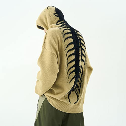 PIYAX Maglione Lavorato a Maglia Hip Hop Pullover con Cappuccio da Uomo Felpe con Cappuccio da Uomo Punk Goth Harajuku Abbigliamento da Uomo Allentato Streetwear Giapponese