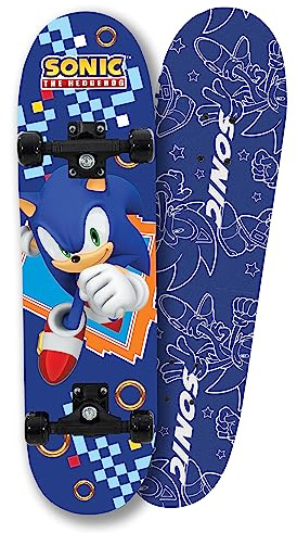 Sonic Deluxe barn nybörjare skateboard officiellt licensierad grafik hållbar 7-lagers däck släta PVC-hjul erbjuder förbättrad stabilitetsbalans och koordinationsutveckling ålder 5+