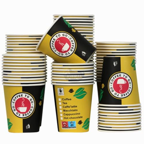 Kaffeetassen to go 200ml 8 oz - Kaffee - Trinkbecher - Coffee to Go Becher - Ideal für Arbeit/Büro/Kantine - Kaffeebecher Pappe - 1000 Stück