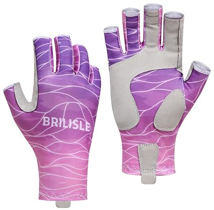 BRILISLE Fishing Gloves for Women UPF 50+ Uv Protection Fingerless PUM