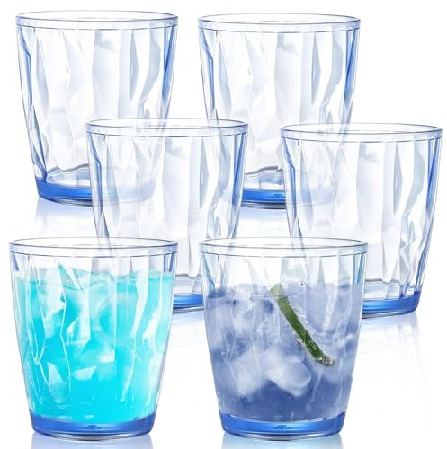 LOSYHU Lot de 6 gobelets en plastique acrylique incassable de 300 ml sans BPA, gobelets en plastique Tritan pour jus, bière, thé, lait (bleu)