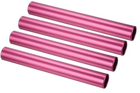 PATIKIL Relay Track Baton, 4 Pcs Aluminum Tube Field Running Race Stick Corrosion Resistant for Outdoor Athletics Sport Game Practice Tool, Pink