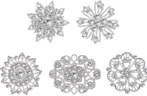 SSyang 5 Stück Damen Anstecknadeln, Brosche Strass Schal, Kleidung Frauen Brosche, Geeignet für Frauen Schals, Jacken, Kleider, Party Geschenke, Schmuck Zubehör Geschenke (Silber）