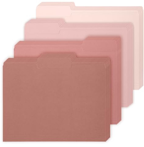 Whaline 24 Pack Dusty Pink File Folders Letter Size Gradient Pink File Pockets with 1/3 Cut Tab 8.9 x 11.6 Inch Solid Color Cute Documents Folders for Organizing Filing Home Office Supplies