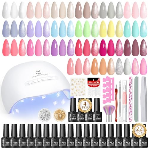 44PCS Kit Ongle Gel UV Complet, PEACECOLOR 22 Couleurs Vernis à Ongles Semi Permanent avec Base Top Coat Brillant Mat et Glitter Kit de Manucure pour Débutant Cadeau