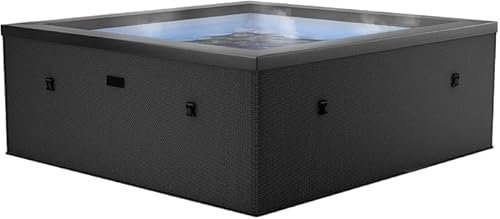 N NETSPA - Spa - Celestia - Semi-Rigida Quadrata 6 Posti - SP-CLS6-CB - Portatile Costruzione in schiuma, Riscaldamento integrato e Copertura Eco-Energetica - Volume 1100 l - Ø180 x H70 cm - Nero