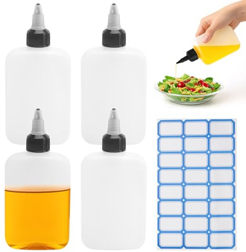 APOMOONS 120ML 2PCS Bouteille à Presser avec Étiquettes,Pissette Cuisine,Bouteilles à Presser Petite,Bouteille Doseuse,Bouteilles D'Huile Plastique,pour L'Huile,La Sauce,Le Vinaigre