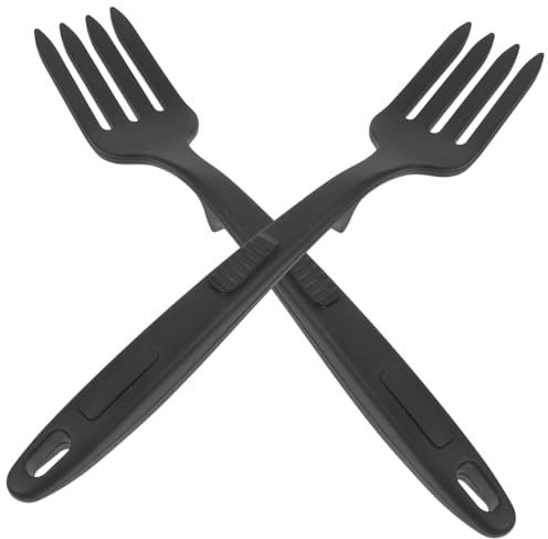 AUTSUPPL Fourchette En Silicone Cuisine Multifonction 2 Pièces Noire Légère Pratique Pour Pâtes Et Nouilles Frites Usage Quotidien