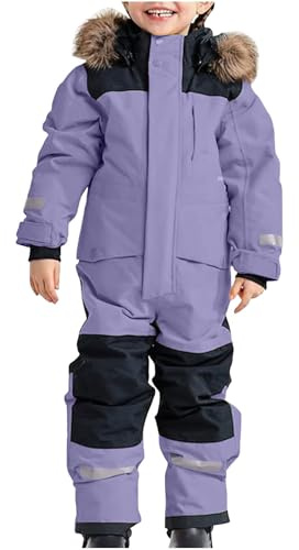 Unisex Kinder Skioverall Mit Kapuze Schneeanzug Wasserdicht Atmungsaktiv Skianzüge Verdickt Warm Outdoor Regenoverall Einteiligerschneeoverall Skianzug Kinder Skijacke Mädchen Schneeanzug 110