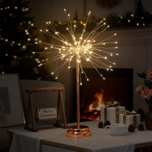 Nexoria Lampada da tavolo a LED con fuochi d'artificio, 42 cm, decorazione natalizia, fuochi d'artificio, luci di Natale, fuochi d'artificio, per interni, decorazione da tavolo (B)