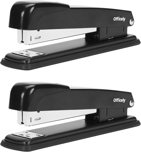 Officely Full Strip Metal Stapler, 20 Sheet Capacity, Black (Pack of 2)