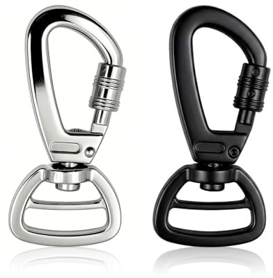 JEXOWIQ 2 Pezzi Moschettone Girevole per Cane Guinzaglio e Chiavi Carabiner con Chiusura di Sicurezza a 360° Rotante Gancio Metallico Resistente per Collare Zaino e Attrezzatura Outdoor