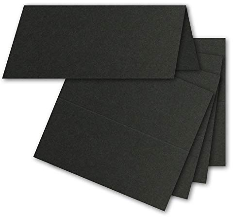 FarbenFroh by GUSTAV NEUSER Lot de 50 Cartes de Table Noires, 4,5 x 10 cm, 240 g/m², Vierges, Avec Support Stable - Idéales Comme Cartes de Place et Nominatives