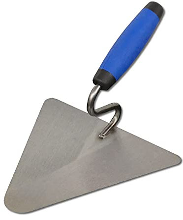 DEWEPRO Truelle Berlinoise 200x190mm – Truelle de Maçon Triangulaire avec Col de Cygne – Lame en Acier Trempé 1,2mm conique – Manche 2 Composants – Outil Professionnel pour Putz et Mortier