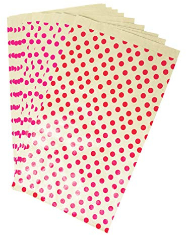 Clairefontaine 394108C - Un Sachet De 50 Pochettes Kraft - 24x35+6cm - Motif : Pois Rouges - Idéal Pour : Confiseries, Bonbons, Cupcakes, Livre, Bijoux, Emballage Cadeaux, Pochette cadeau Kraft