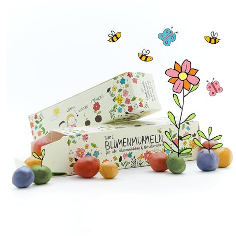 Die Stadtgärtner Blumenmurmeln das Original I 25 handgemachte & kunterbunte Samenbomben mit über 20 Arten von Blumen-Saatgut I Mitgebsel Kindergeburtstag I 100% ökologisch & min. 2 J. haltbar