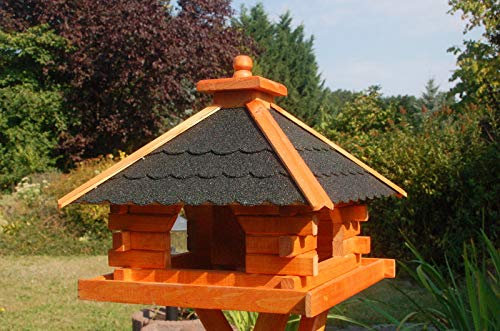 XXXL Premium Vogelhaus mit/ohne Ständer Futterhaus Vogelfutterhaus Vogelvilla, Farbe: Dunkel