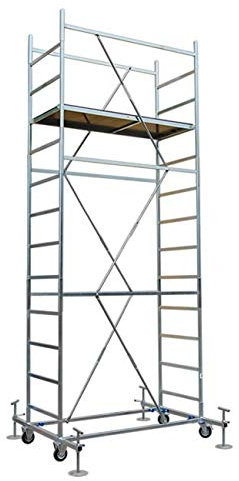 Échafaudage de travail à 5,10 m avec plateau et niveleurs | Modèle MAXI TRIS PLUS