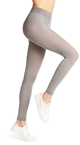 FALKE Damen Leggings Softmerino W Le Wolle Baumwolle einfarbig 1 Stück, Grau Light Grey Melange 3830, 38-40